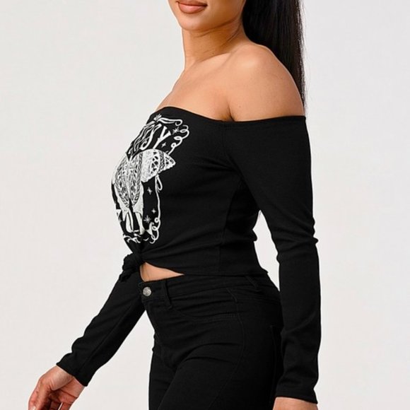 GYPSY SOUL OFF THE SHOULDER TOP WITH FRONT TIE - Picture 4 of 9